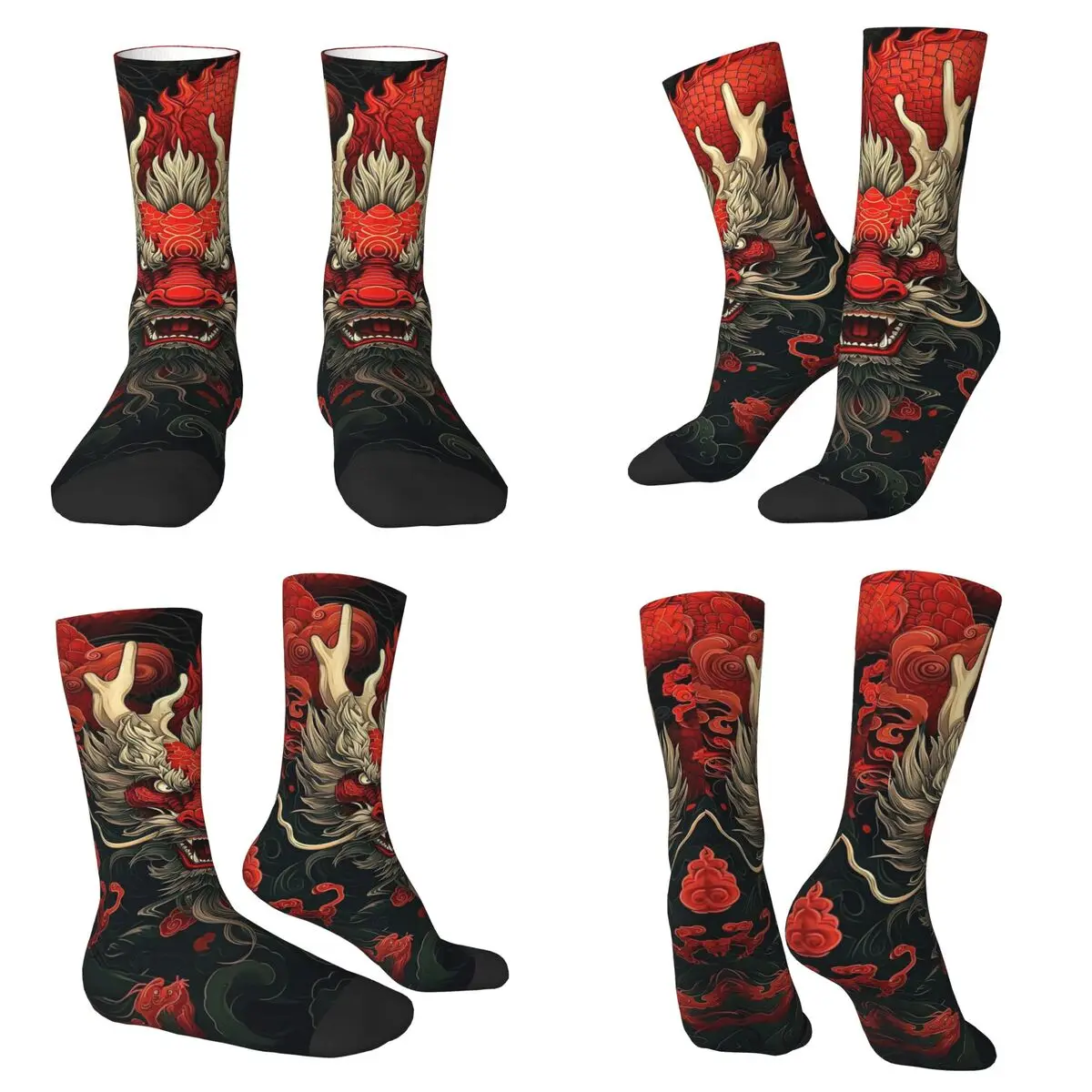 

Mythological Art Dragon Print Socks Harajuku Super Soft Stockings All Season Long Socks Accessories for Unisex Birthday Present