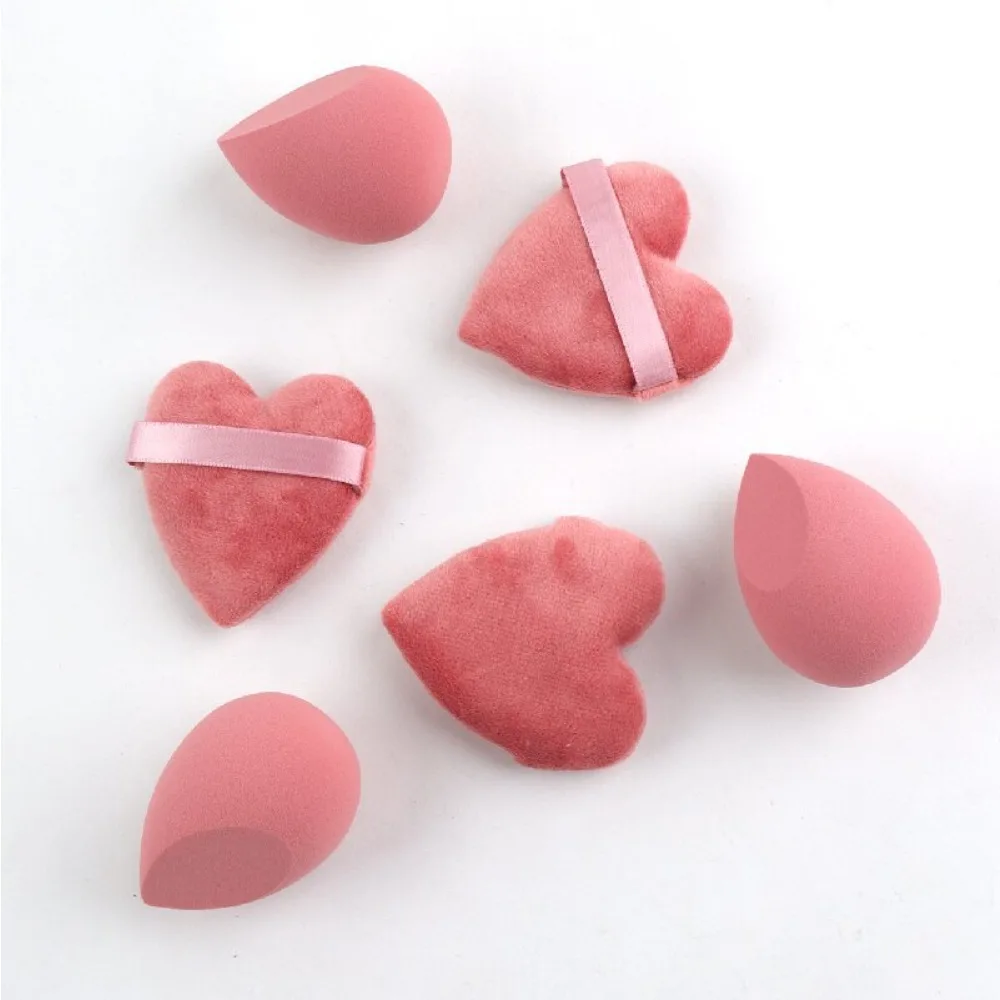 6-delige fluwelen make-upsponsset Foundation Puff cosmetische sponzen voor vloeibaar poeder Blush Alle huidtypes make-up
