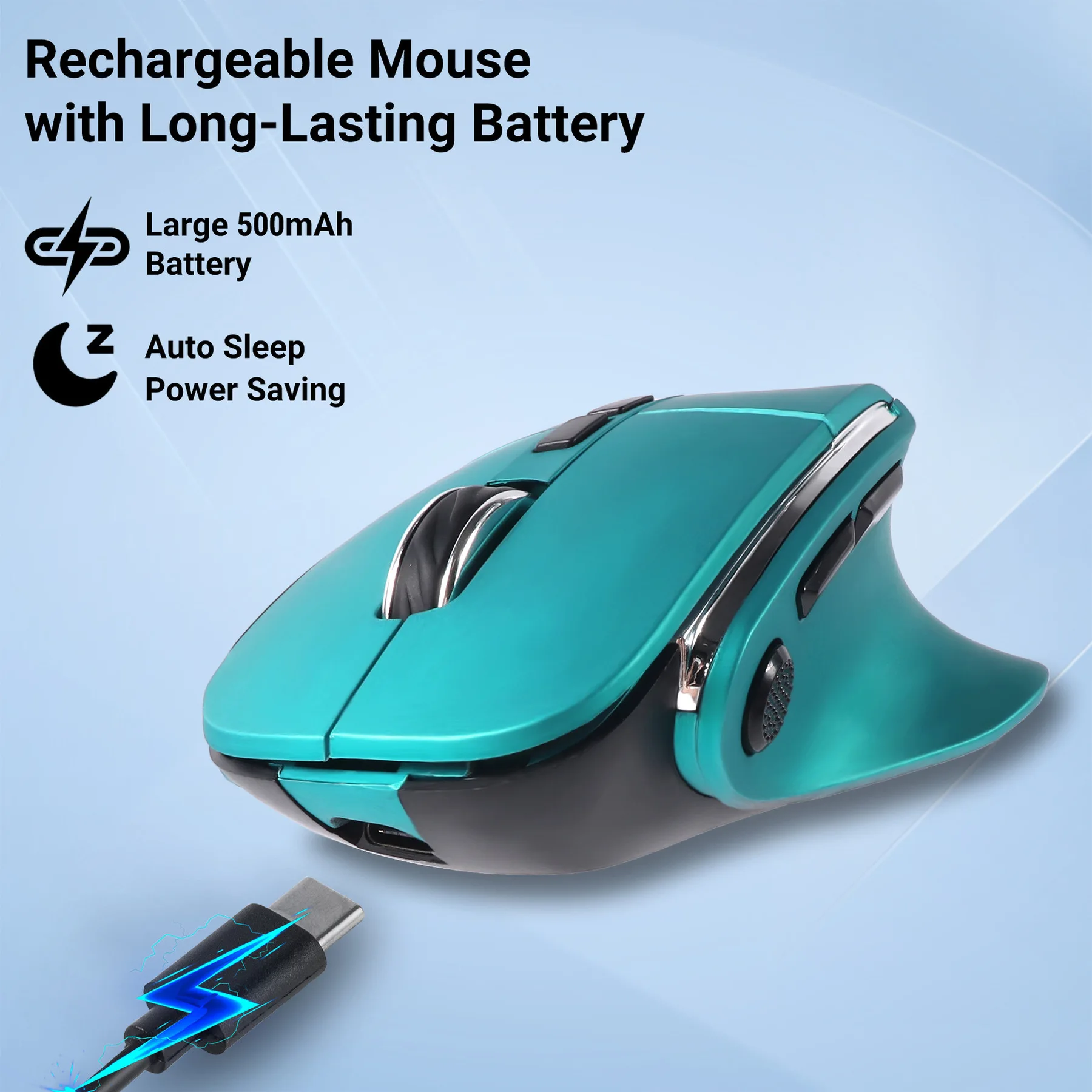 Portable Dual-mode 2.4G Wireless+Type-C Wired Rechargeable Silent Mouse Optical Ergonomic Laptop PC Desktop Universal Mice