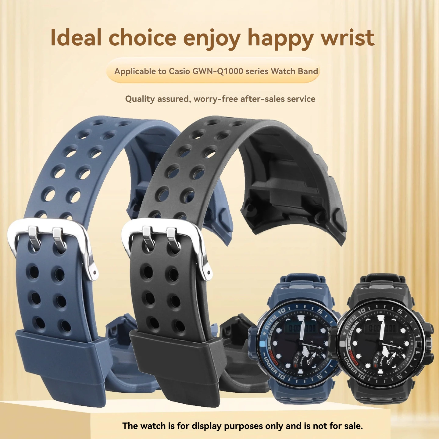gwn-q1000 waterproof silicone bracelet, suitable for Casio GWN-Q1000 resin watch strap, men's specific interface accessory