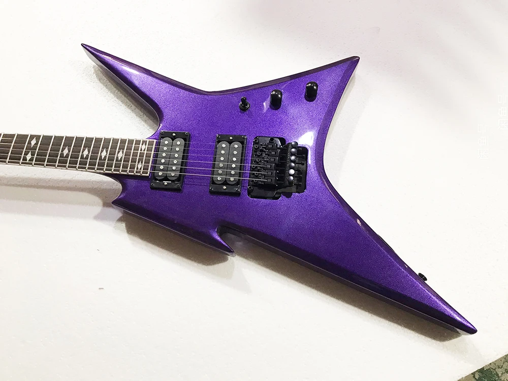 Factory Outlet 6 Strings Purple Electric Guitar with Humubuckers Pickups,Rosewood Fretboard,24 Frets