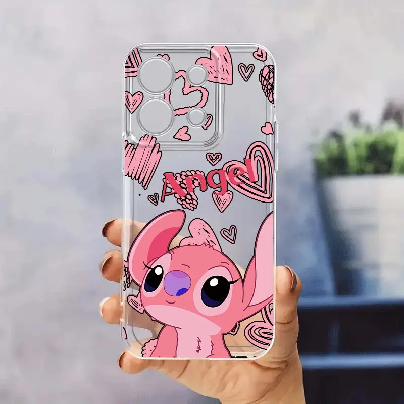 

Creative Cute Stitch Angel For Xiaomi Redmi 10 11 K30 K40 K50 K60 K70 Pro Prime Plus Ultra Zoom 5G TPU Transparent Phone Case