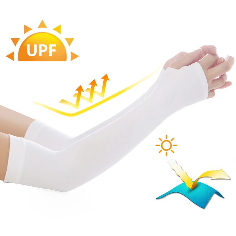 Summer Sun Protection Sleeves Men Women Ice Silk Cycling Driving Cool Arm Warmers Elastic Anti-Sunburn Outdoor Hiking Arm Cover