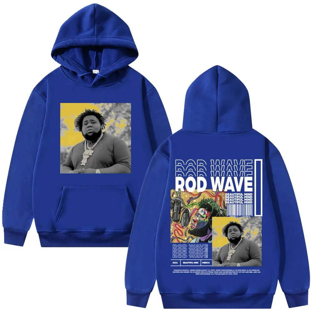 Rapper Rod Wave Beautiful Mind Album Cover Hoodies Men Women Hip Hop Vintage Sweatshirt Men's Clothing Loose Oversized Pullover