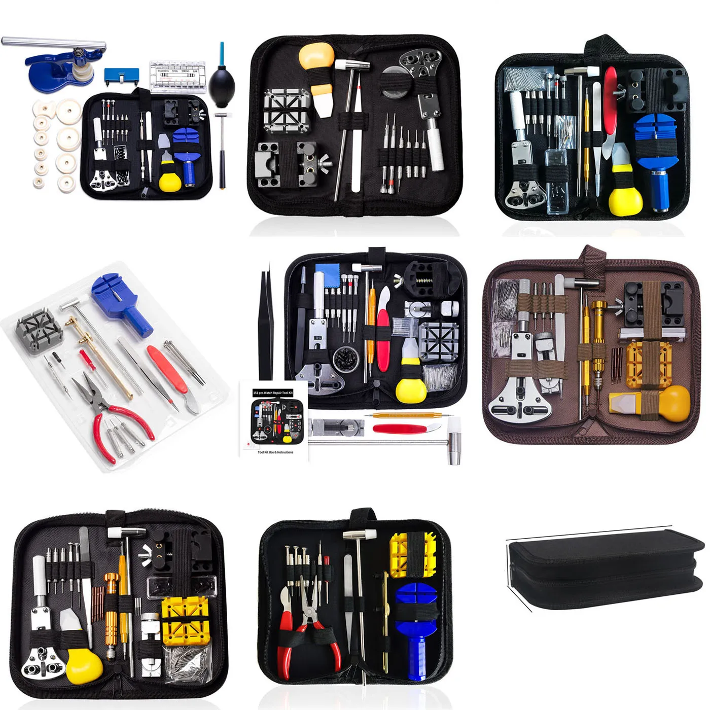 11 Kinds Watch Repair Tool Kit Watch Link Pin Remover Shell Opener Spring Bar Remover Clock Battery Replacement Strap Needle Set