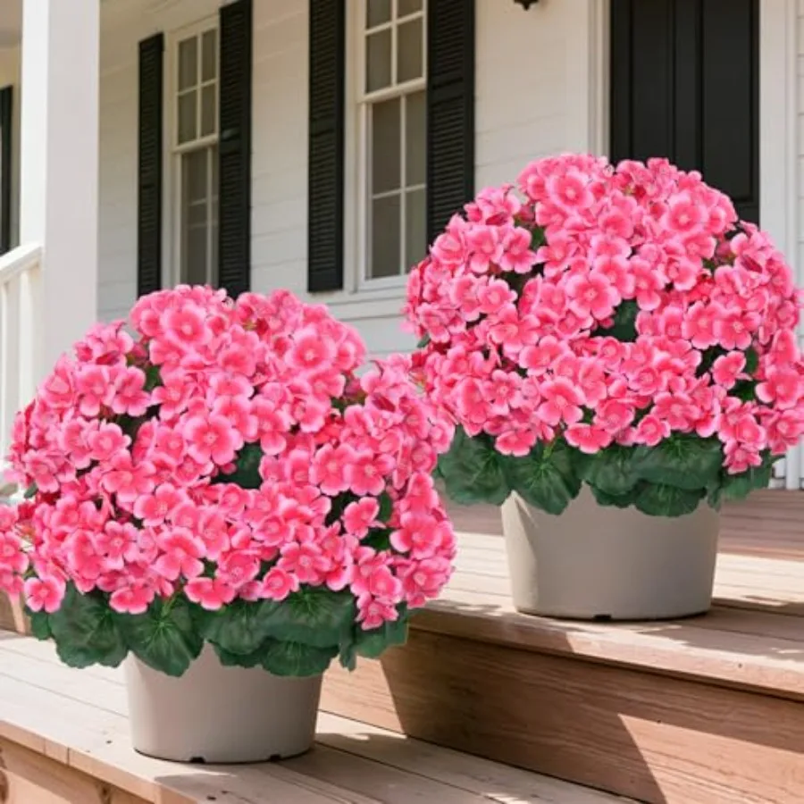 

Artificial Plants Flowers Topiary Ball for Outdoor, 2 Pack Fake Silk Crabapple Flower Plant Bushes, UV Resistant Realistic Plan