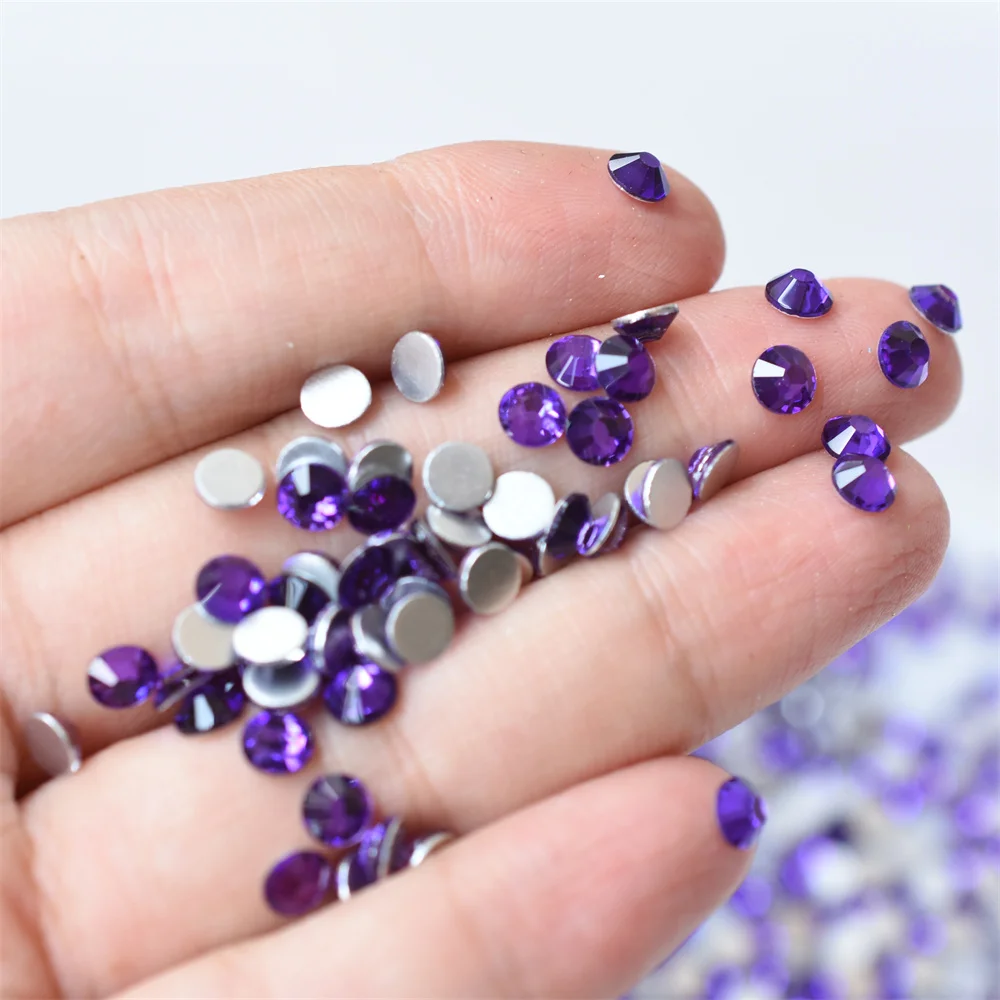 1440PCS SS4-30 Royal Purple Glass Nail Art Decorations Non Hotfix Flat Back Rhinestones Stones Crystals  Strass DIY Garment