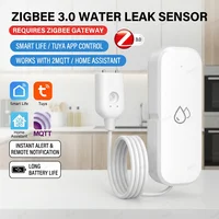 ZigBee-alarma con Sensor de fugas de agua, Detector inteligente de fugas de inundación para el hogar con protección de seguridad para Tuya Smart Life Z2M, puerta de enlace necesaria