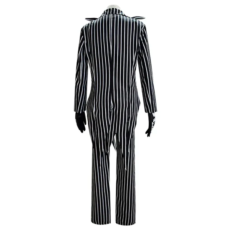 CyCostume Jack Skellington Costume de cosplay pour hommes adultes, veste et pantalon fantaisie, tenue d'Halloween et de carnaval
