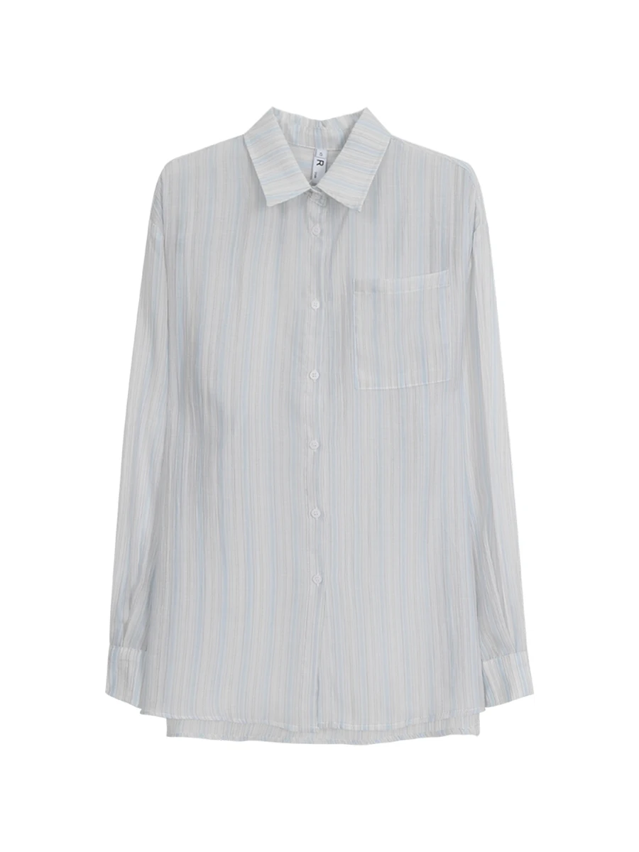 

Blue Striped Loose Long Sve Women's irt Summer 2025 New Sle Sun Protection Faion Design Casual Commute Sle irt