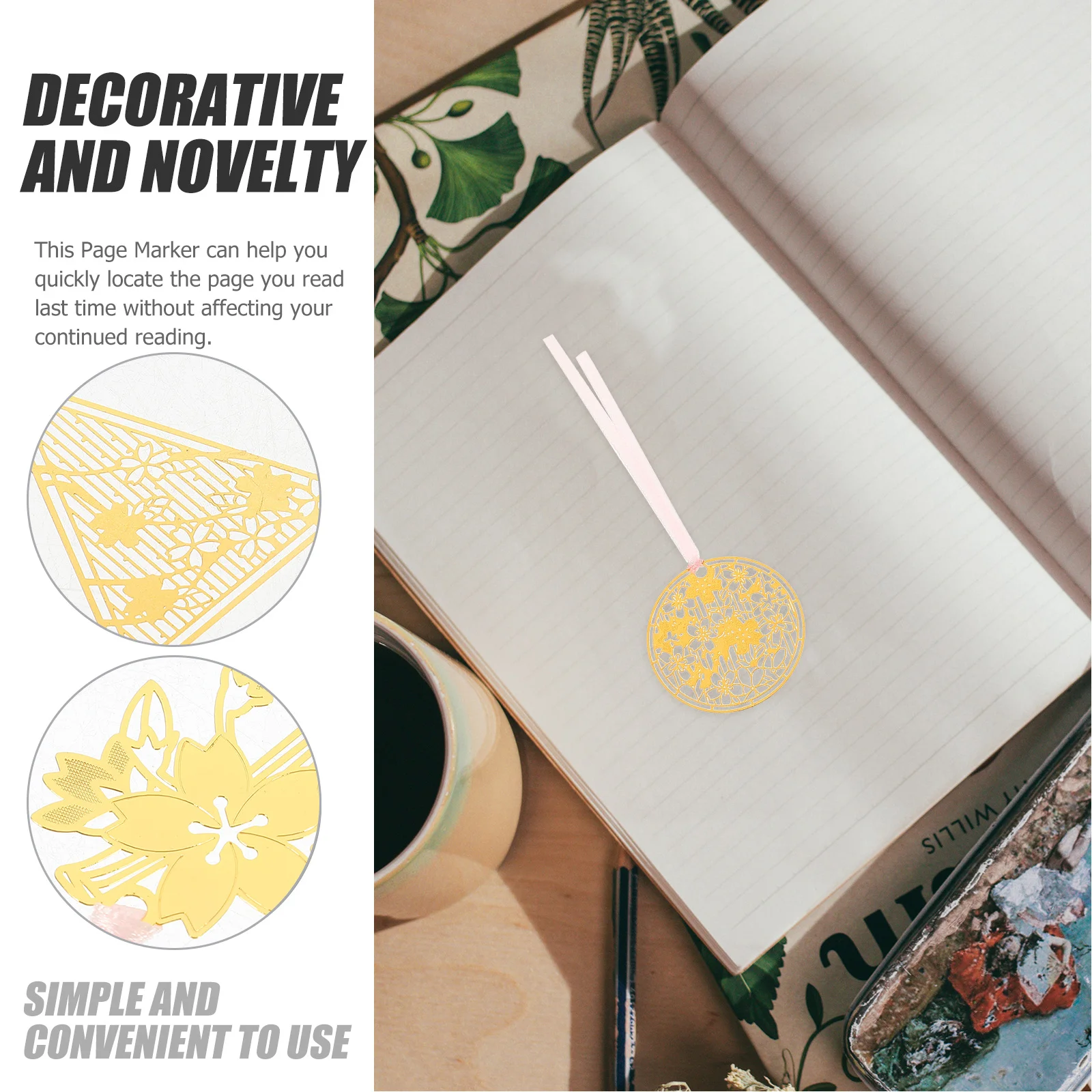 

6Pcs Simple Easy to Use Brass Bookmarks Novelty Shape Design for Book Bar Office Home Reading Experience Hollow Bookmarks