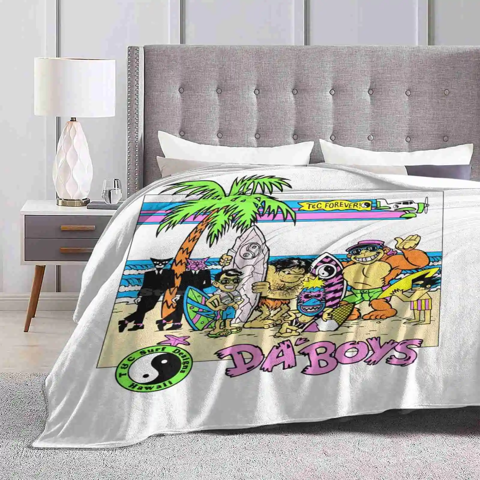 Da Boys ( Retro 80S ) New Arrival Fashion Leisure Warm Flannel Blanket Surfing Cartoon Gorilla Tiki 1980S Retro Throwback