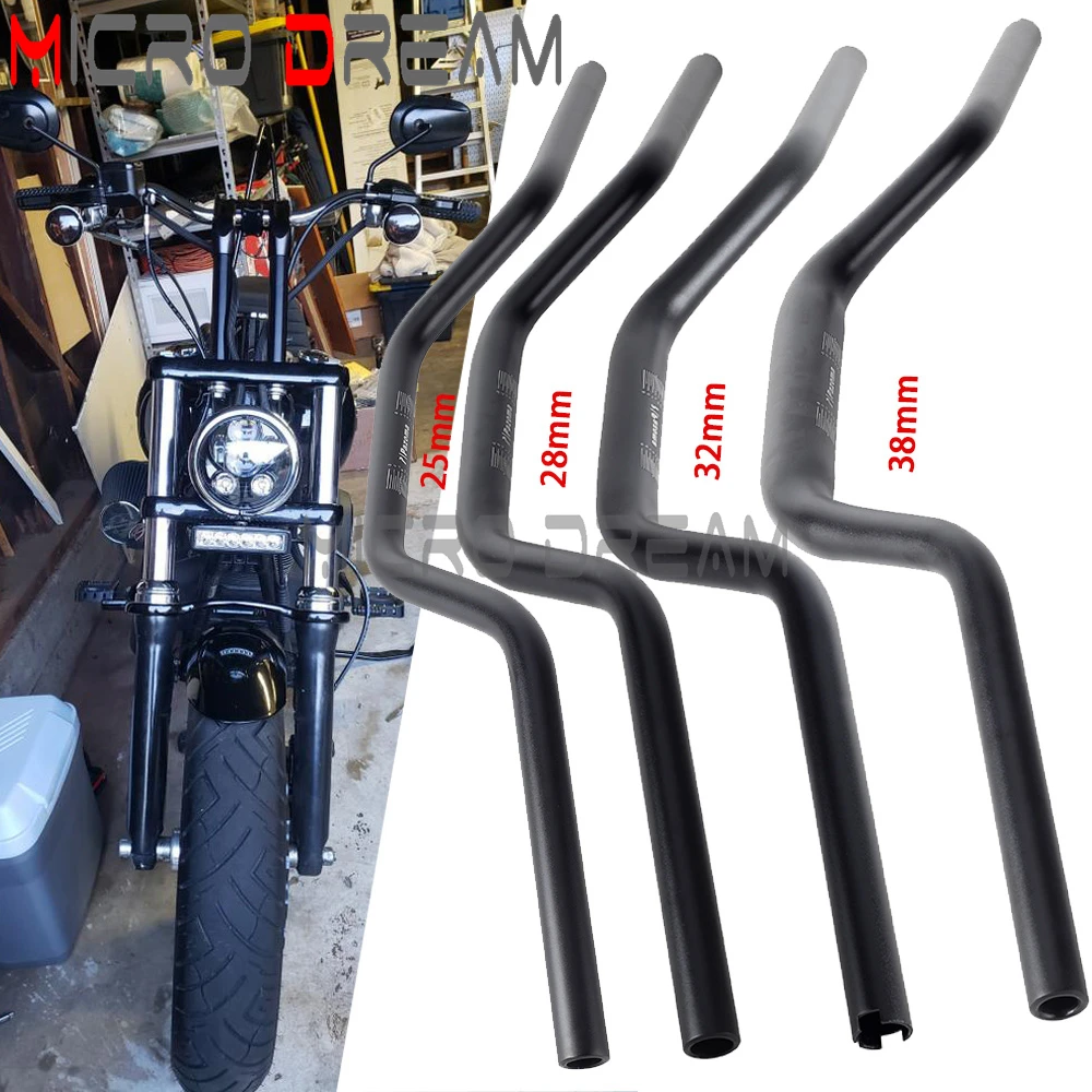 1inch 25mm 28mm 32mm 38mm Pullback Tapered Moto Fat Bars High Bend Handlebar For Harley Dyna Softail Low Rider Club Style MX