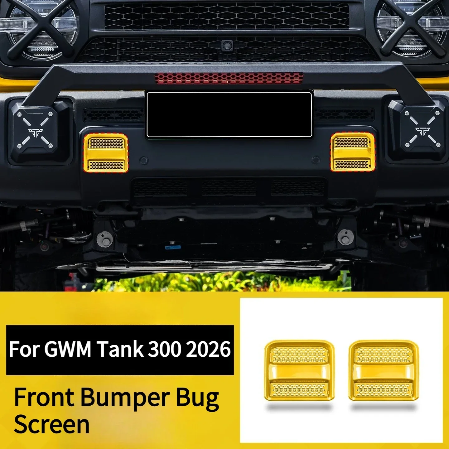 For GWM Tank 300 2026 Front Bumper Bug Screen Front Face Dust Cover Grille Modification Off-Road Clip Small Accessory