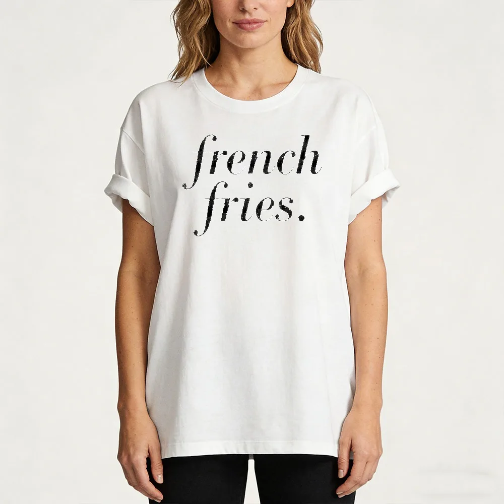 French Fries Tee French Shirt Paris Clothes Quote Parisian Style T Shirt Trendy Women O-neck Short Sleeve Fashion Tops