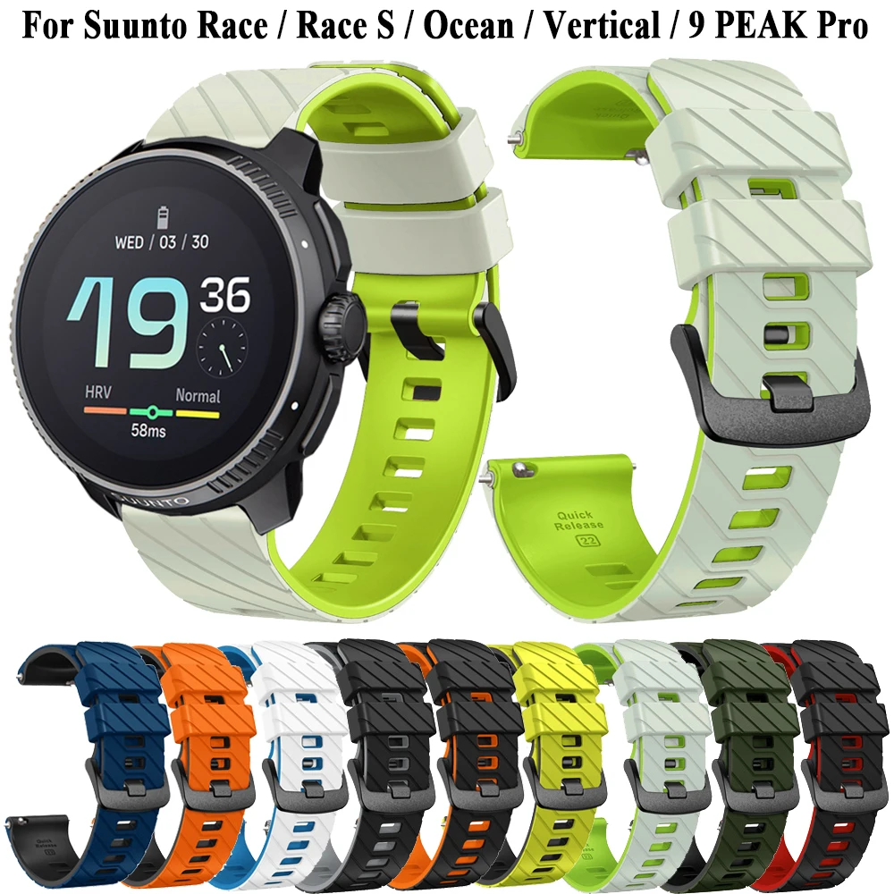 Силиконовый ремешок для часов 22 мм для Suunto Race, браслет Suunto Race S/Ocean/Vertical/9 Peak Pro, сменный ремешок для часов