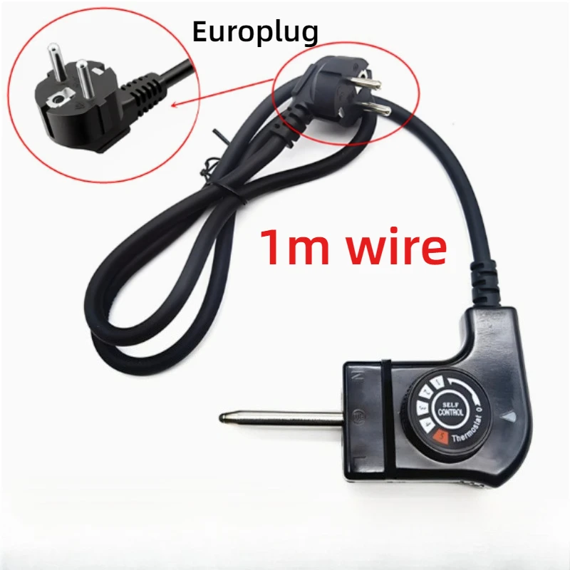 1PC EU Plug Adjustable Power Cord 1m wire with Regulator for Electric Baking Pan Heating Pot Pin plug heat control power cord