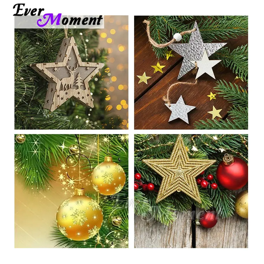 

Алмазная картина Ever Moment, Рождественская звезда, полная квадратная смола, сверла, настенная вышивка, украшение для дома, подарочные наборы ручной работы S2F2653