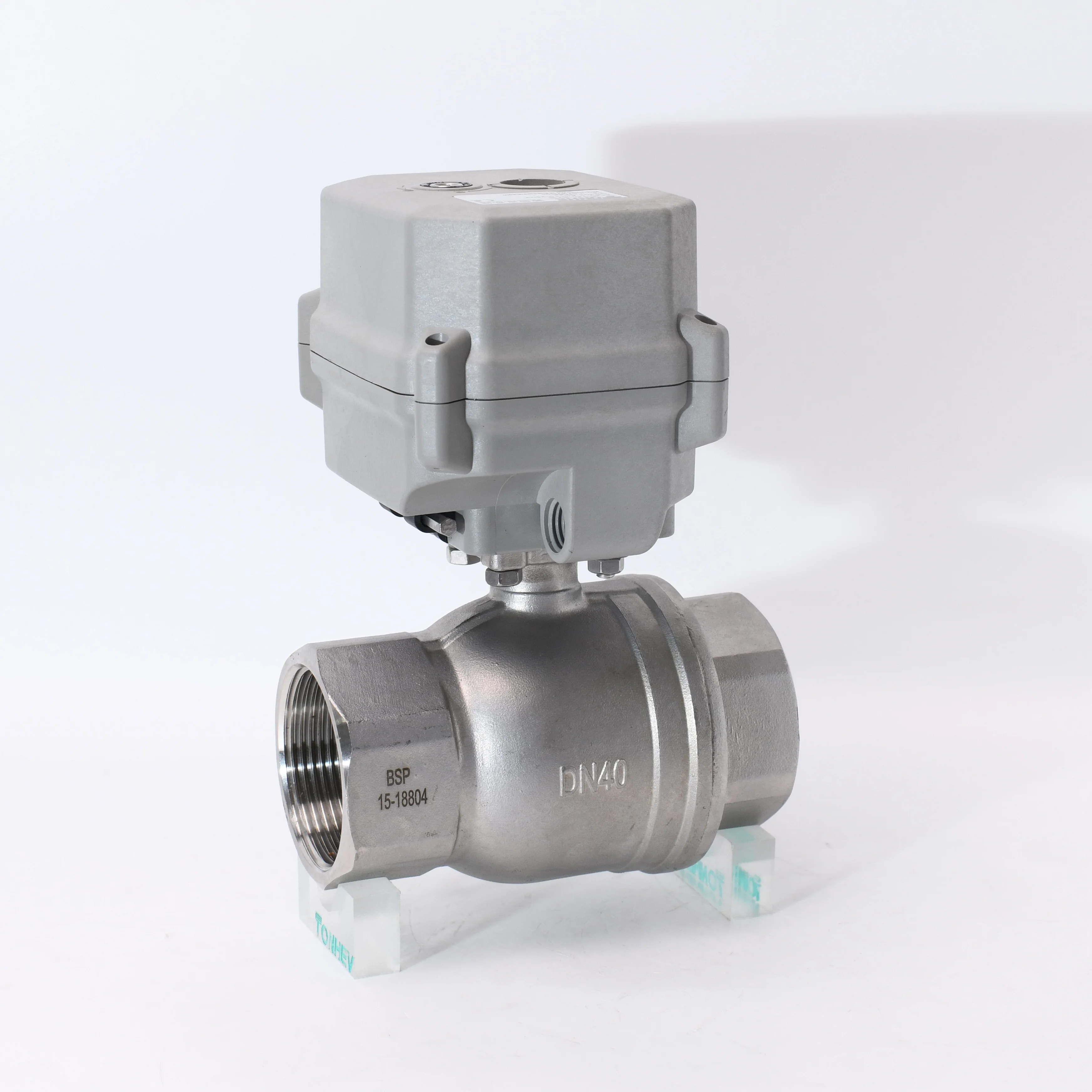 1 1/2'' 2 Way BSP/NPT SS304 DC24V NSF61 Certified CR201 Stainless Steel Motorized Manual Override Ball Valve