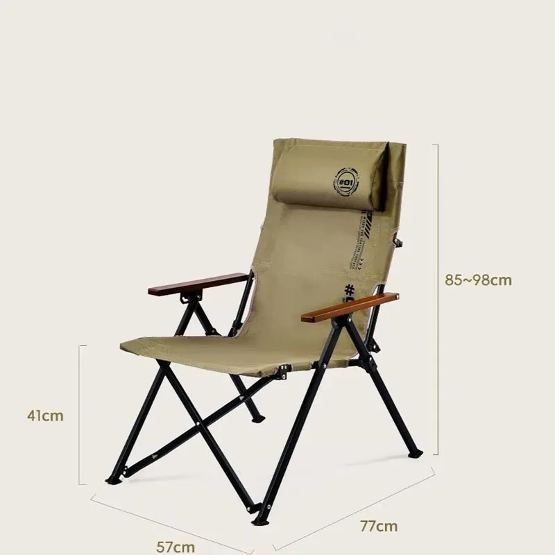 Folding High Back Beach Camping Chair 4-Gear Adjustable Iron Pipe Portable Recliner Lounge Chair for Outdoor Picnic Fishing view 6