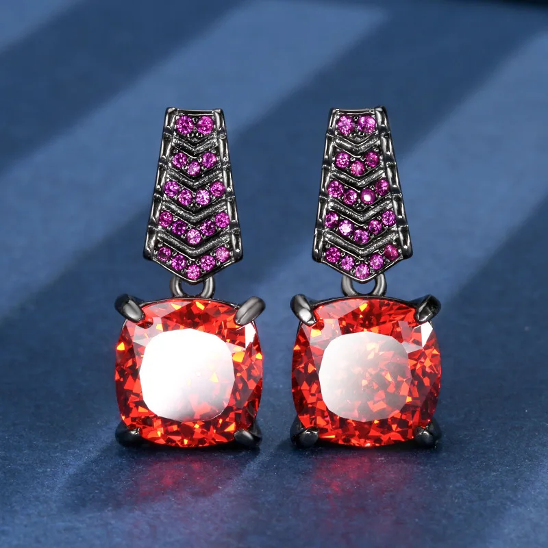 Jewelry set with gold plating in orange-red and blue tones, featuring a 14-12mm main stone, in a light luxury style