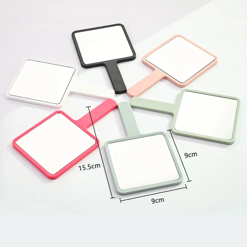 1-4PC Square Handheld Makeup Vanity Mirror with Handle Hand Mirror SPA Salon Compact Mirrors Eyelash Extension
