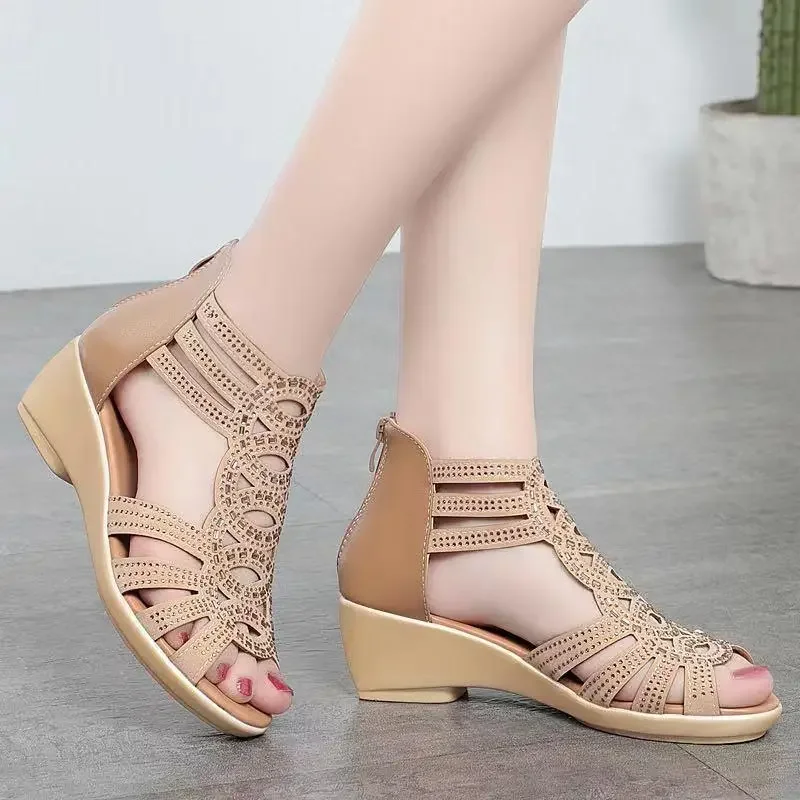 2023 New Women\'s Thick Heel Mom\'s Shoes Fashion Outdoor Women\'s Sandals Wedge Women\'s Shoes