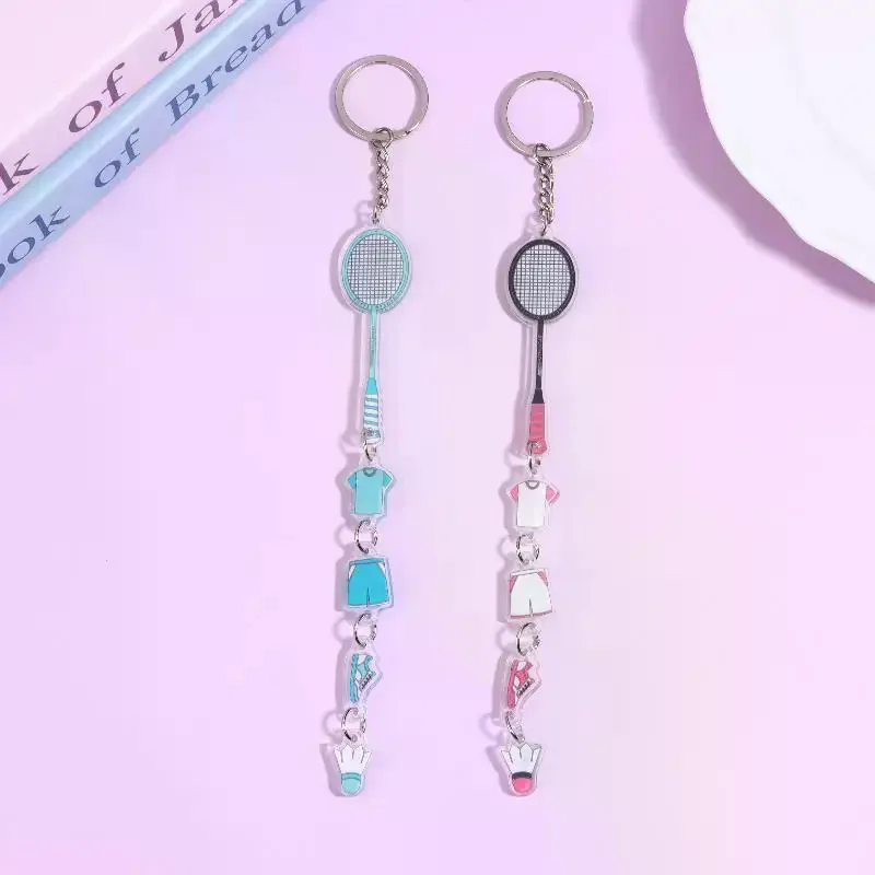 Cartoon Badminton Racket Keychain For Y2K Bag Pendant Competition Activity Gifts Jewelry Decoration Accessories