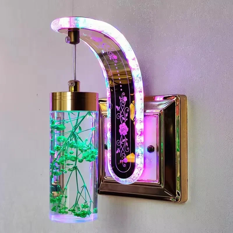 

Factory Wholesale Hot Sale New Design Dry Flower Acrylic Wall Bracket Lights Modern Small Lamp