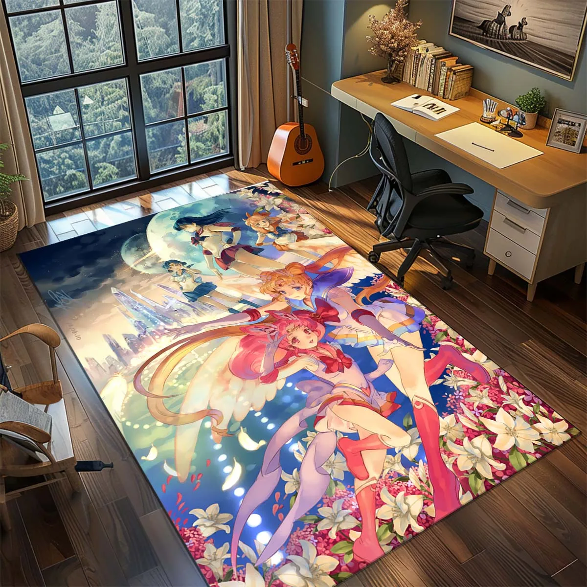 Tapis de sol antidérapant lavable Sailor Moon Anime, grand tapis décoratif pour chambre de gamer, chambre à coucher, maison -QJY
