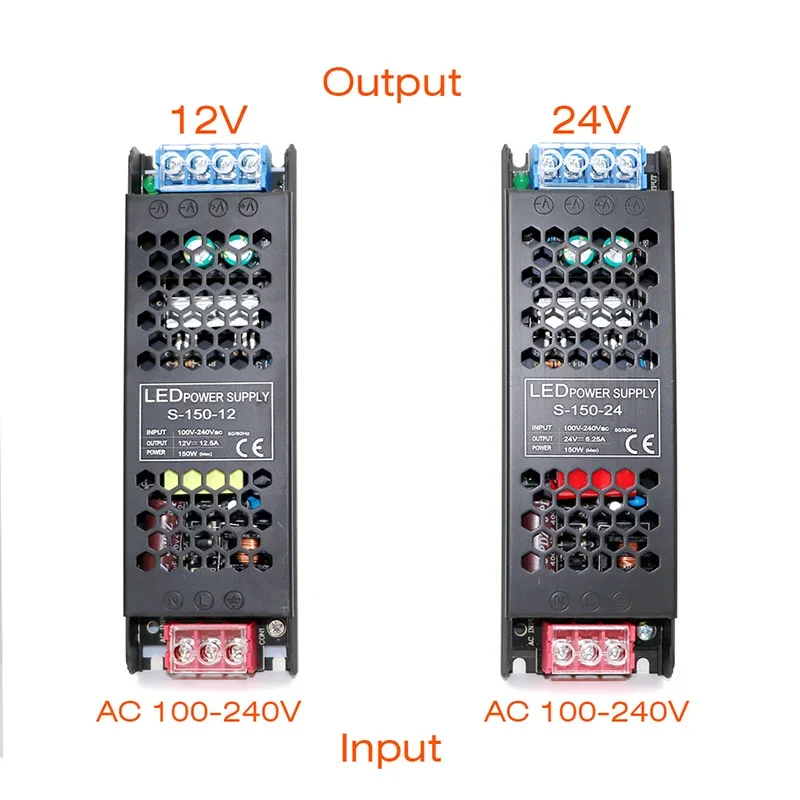 Ultra Thin Driver For LED Strips Constant Voltage Power Supply DC 12V / 24V Lighting Transformers 60W 100W 150W 200W 300W 400W