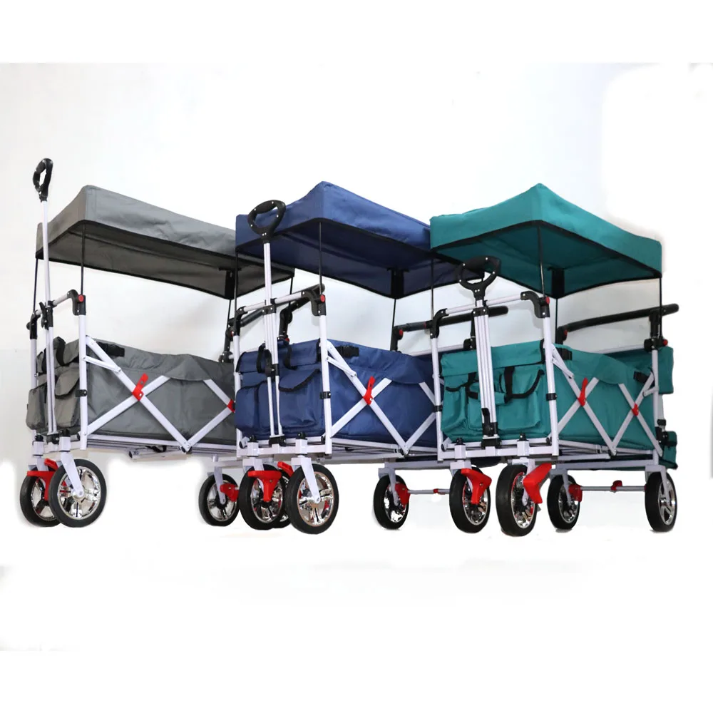 Portable 4 Wheels Storage Basket Garden Beach Trolley Folding Camping Wagon FW011