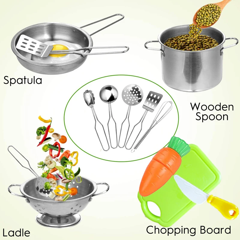 MINI Küche Utensilien Spielzeug Set Für Kinder Mädchen Edelstahl Kann Lebensmittel Kochen Küche Spielzeug Bildung Pretend Spielen