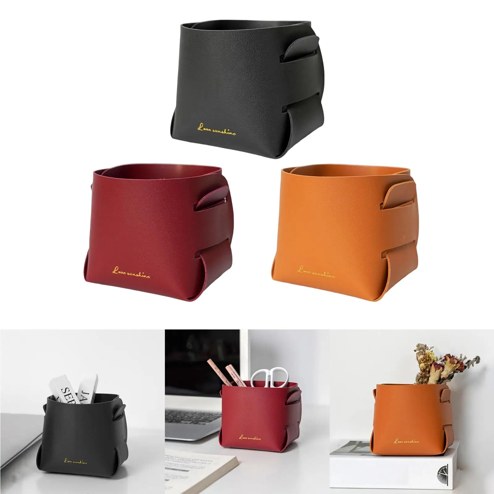 Modern Storage Box Organizer PU Leather Display Holder for Keys Wallet