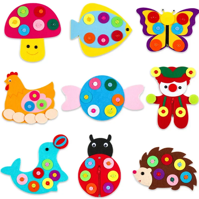 EVA Cute Creative DIY Cartoon Handmade Non-Woven Fabric Material Button Preschool Tools Early Educational Puzzles Toys for Kids