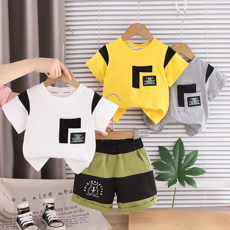 

Повседневная детская одежда с героями мультфильмов, комплект из 2 предметов, футболка с медведем для мальчиков + шорты, летний спортивный костюм для мальчиков, детская одежда, наряды для детей от 1 до 5 лет