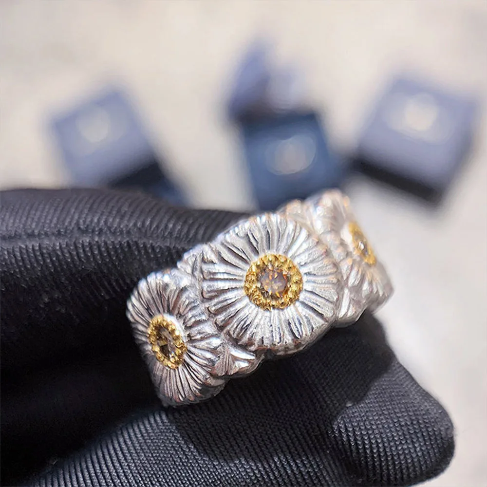 New Fashion Daisy Ring Opening Adjustable Ring Retro Men And Women Small Daisies Open Ring Used For Banquet Holiday