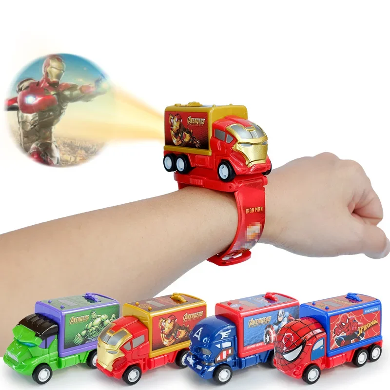 Spiderman iron Man Hulk Marvel orologio da proiezione 3D per bambini Car styling LED Electronics orologio giocattolo per bambini orologio giocattolo