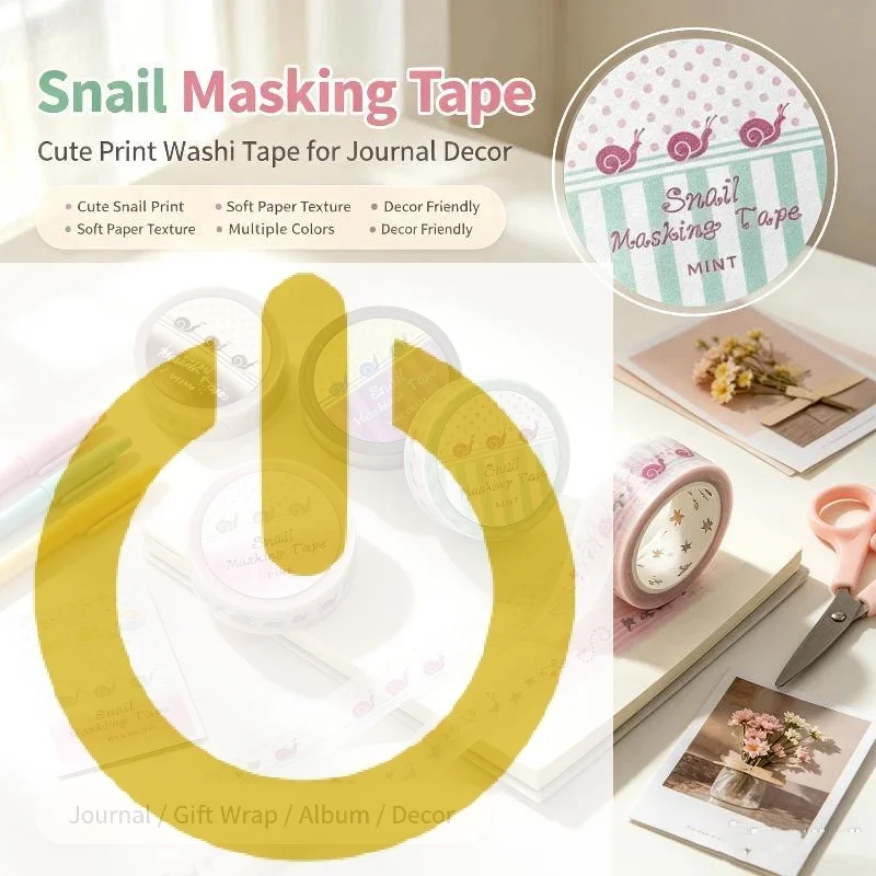 Cute Snail Musical Notes Decorative Masking Tape Hand Account Decorative Planner DIY School Stationery Stickers