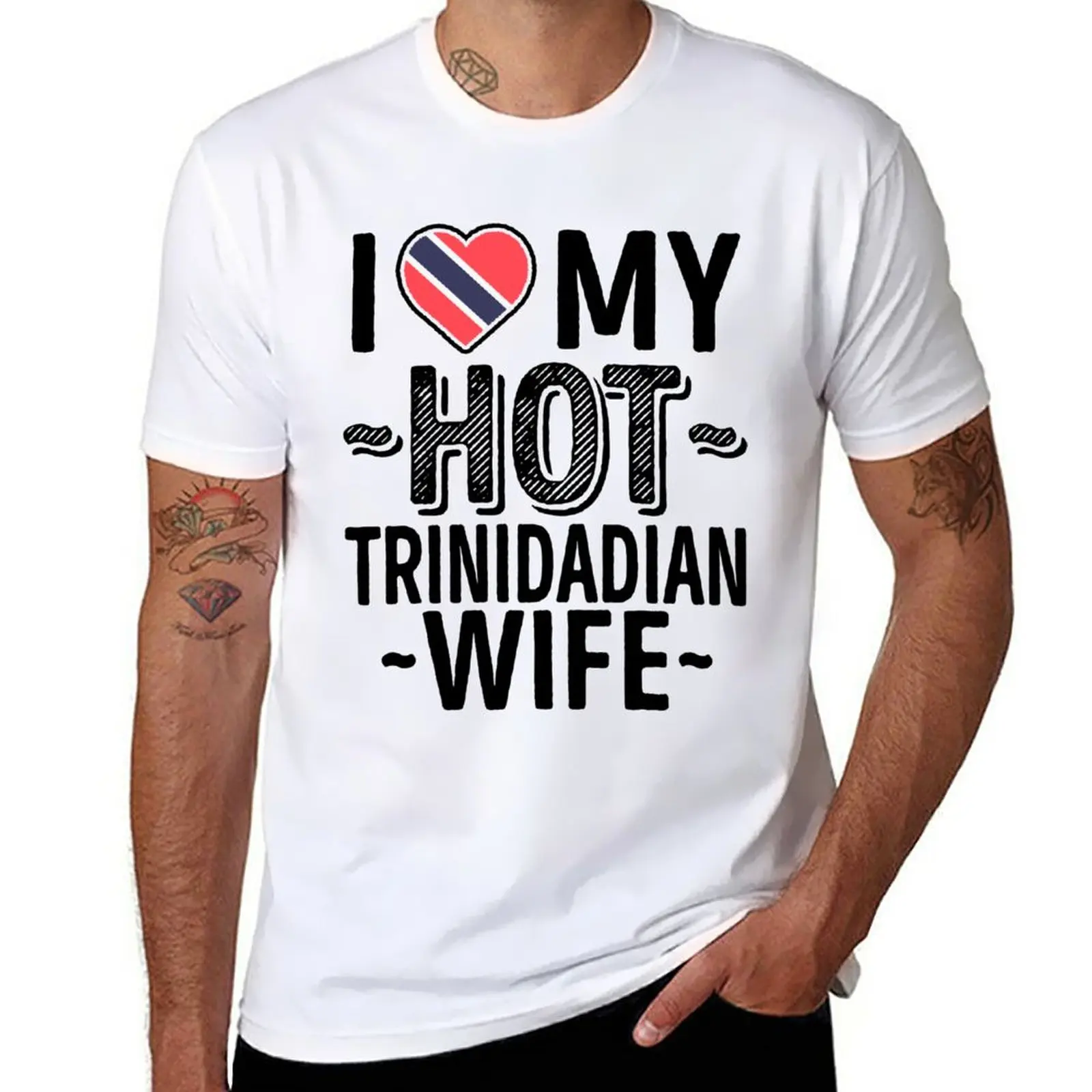 I Love My HOT Trinidadian Wife - Cute Trinidad and Tobago Couples Romantic Love T-Shirt sports fans funnys Men's t-shirt