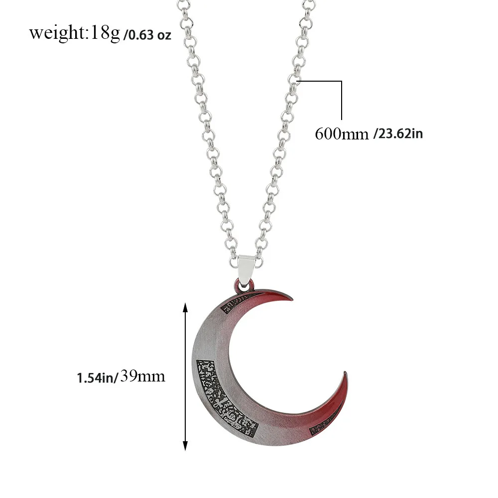 Moon Knight Movie Character Necklace Pendant - Personalized Creative Moon-Shaped Unisex Neck Chain Accessory Gift view 6