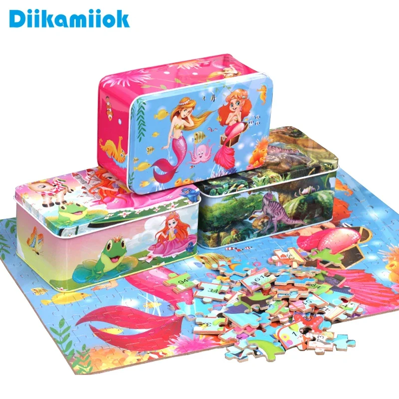 200 Pieces Puzzles for Kids Cartoon Animal Mermaid Jigsaw Puzzle Toy Learning Educational Toys for Children Montessori Games