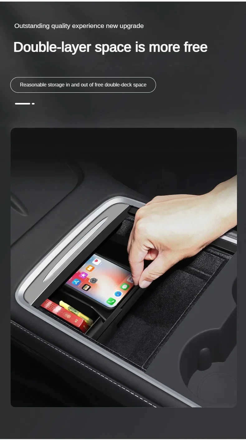 Für Tesla Modell Y 3, Mittelkonsole Lagerung Organizer Box Tablett Armlehne Versteckte Box Bins Tasse Halter Auto Innen Zubehör – Detail 18