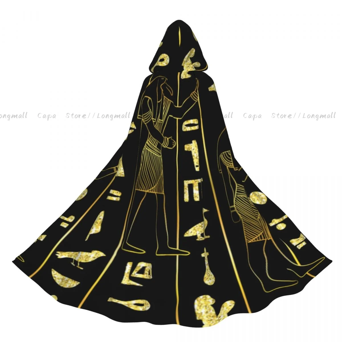 

Cosplay Medieval Costumes Egyptian Gods And Ancient Egyptian Hieroglyphs Hooded Cloak Capes Long Robes Jackets Coat Carnival