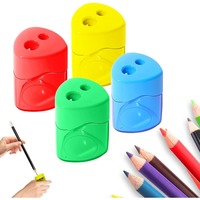 4 Pcs Pencil Sharpeners with Lid Manual Handheld Dual Holes Compact Colored Pencil Sharpener Dual-Function Sharpener