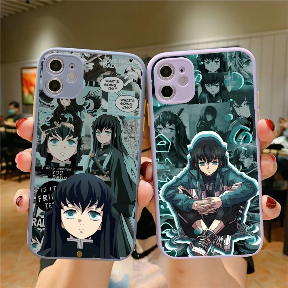 Anime Muichiro Tokito Phone Case For IPhone 14 X XR XS 7 8 Plus 11 12 13 Pro MAX 13mini Matte Shockproof Case