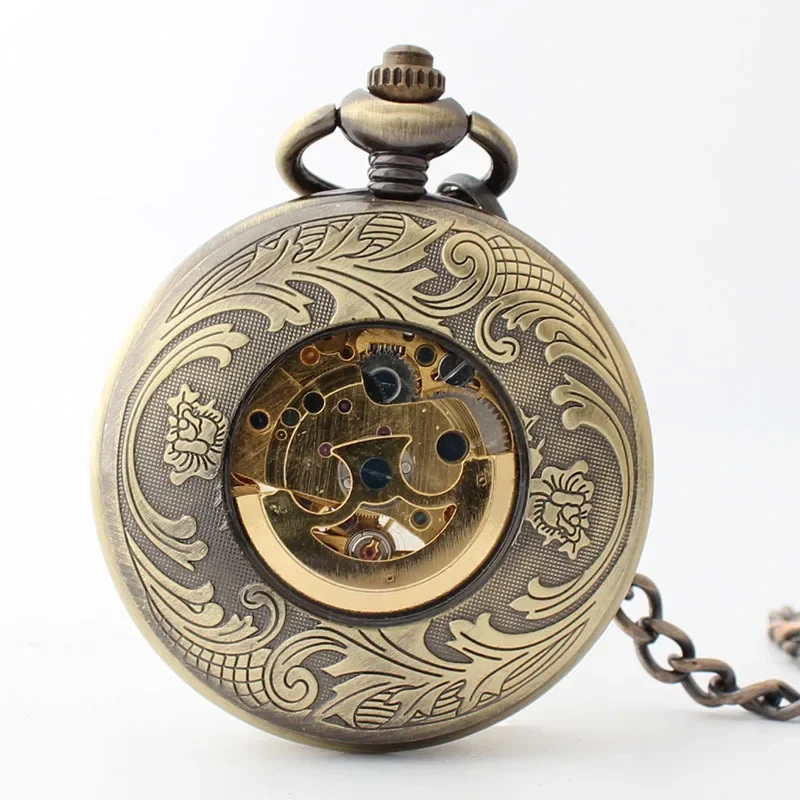 Clock Pocket Watches Mechanical Automatic Watch For Men Women Retro Bronze Pocket&Fob Chain Watches