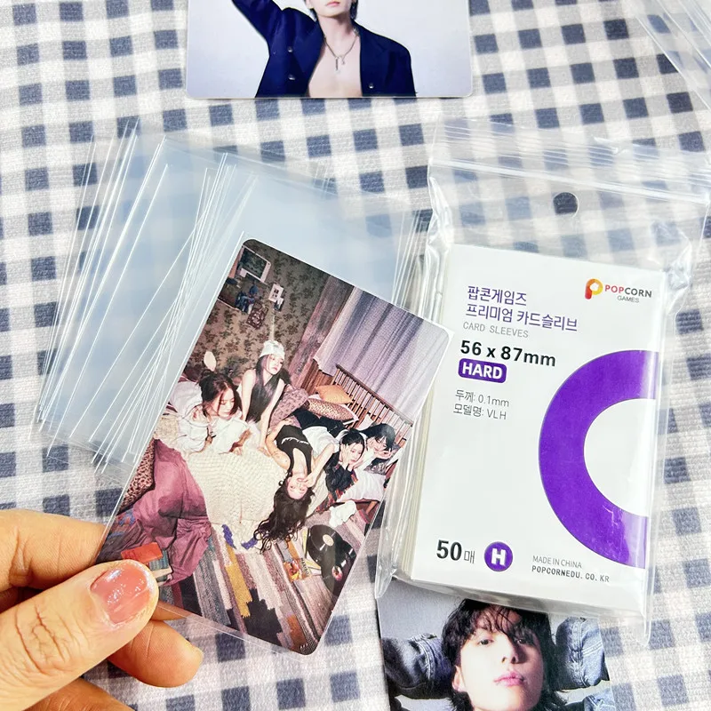 50 قطعة حافظة بطاقات كورية HD واضح Kpop المعبود بطاقة واقية كم Photcards حامي صندوق صور لحامل بطاقة الفشار