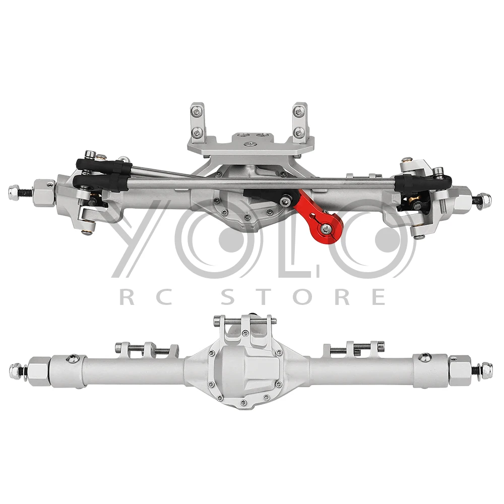 Alberi dell\'asse anteriore e posteriore asse in alluminio integrato cingolato da roccia con asta di sterzo Servo per 1/10 RC Axial SCX10 II