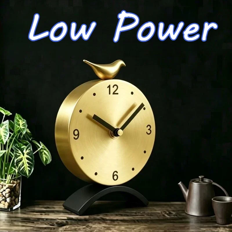 Silent Brass Table Clock Low Power Durable Anti-slip Base Smooth Edge Anti-rust Desk Clock Light Luxury Classics Elegance Clocks